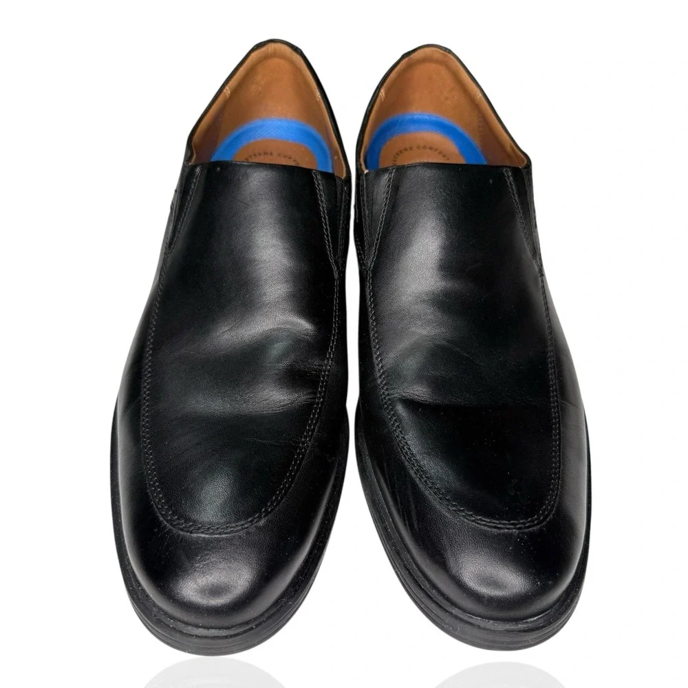 Clarks Men's Loafers Whiddon Step Black Leather Size 9.5 M Extreme‎ Comfort